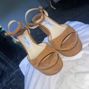 Peachy suede JIMMY CHOO Made in Italy  authentic platforms !!